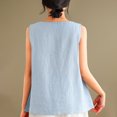 thumbnail image 3 of Annhoo Womens Cotton Linen Tank Tops V Neck Sleeveless Shirts Trendy Loose Casual Beach Vacation Solid Blouses, 3 of 9