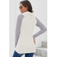 thumbnail image 4 of Pulls Femmes Chauds Asymétriques Tricotés Col Roulé Unis Enveloppants Manches Longues Hauts Décontractés, 4 of 5