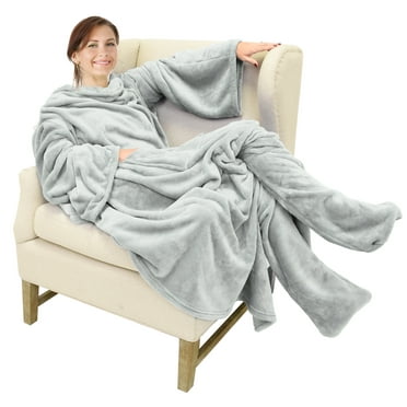 Catalonia Wearable TV Blanket with Sleeves Arms & Feet pockets for Adult Micro Plush Fleece Large Wrap Throw Robe 75 x 5