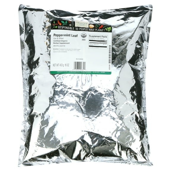 Frontier Co-op Certified Organic Peppermint Leaf, Cut and Sifted, 16 oz Bag