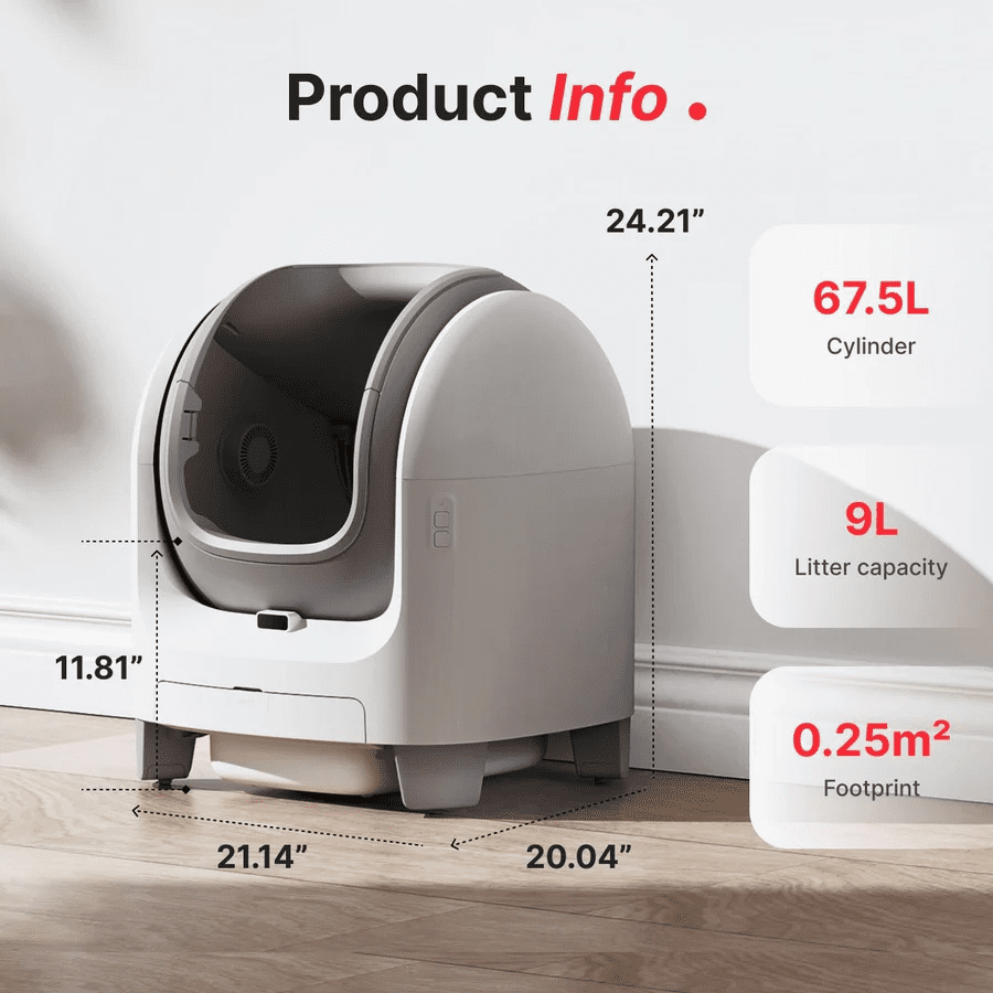 Smart Cat Litter Box, Self-Cleaning Litter Box for Multiple Cats with 4 Safety Sensors, APP Health Monitoring, Odor Control & Easy Cleaning for Cats, 70L