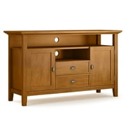 Simpli Home Redmond Wood 54" Transitional TV Media Stand in Light Golden Brown For TVs up to 60"