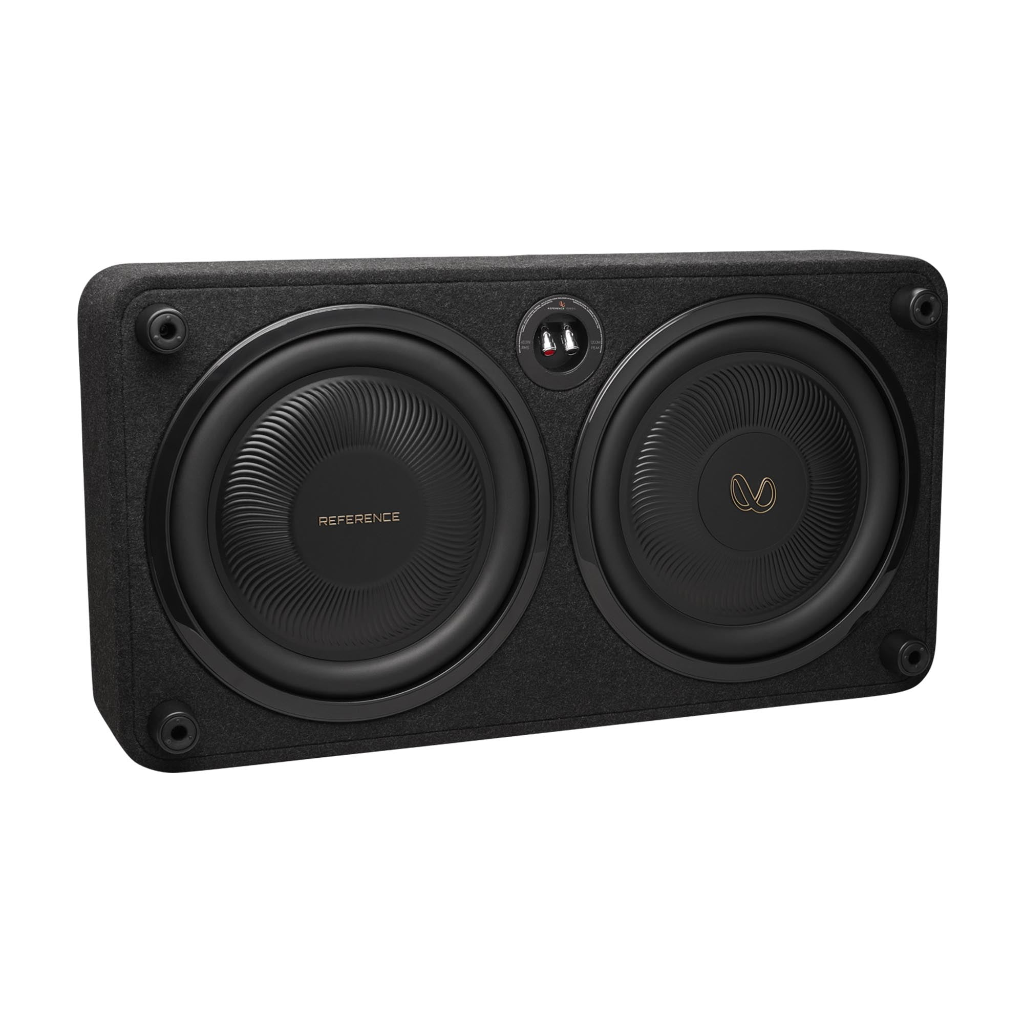 Infinity REFERENCE1200SSL Single 12” THIN enclosure with Passive Radiator with Infinity Reference-6001A Mono, 600w X 1 Amplifier With Bass Knob and 4GA Pure Copper Amp Wiring Kit