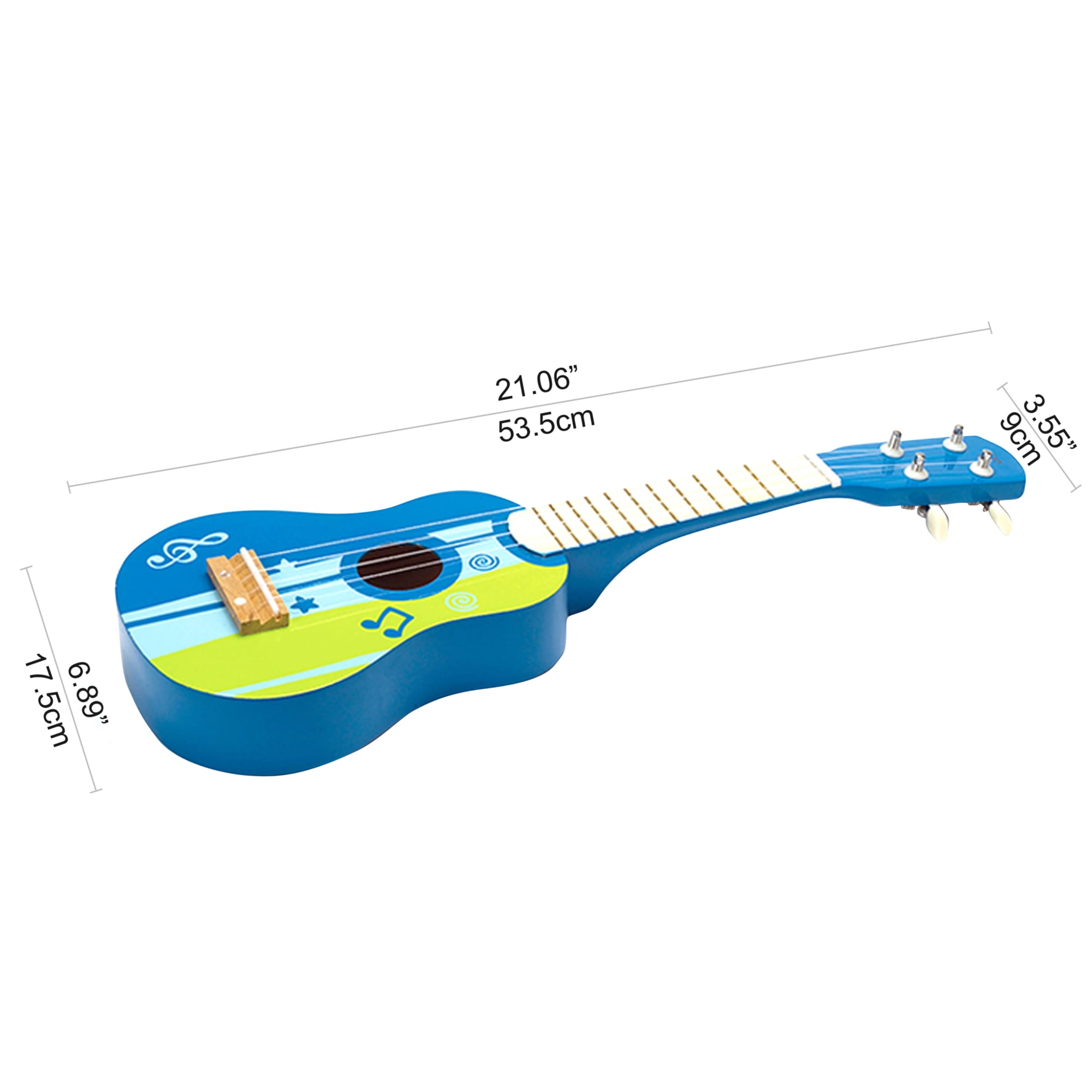 Hape Kid's Wooden 21" Toy Ukulele in Blue/Green for Preschool & Toddler