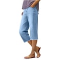 thumbnail image 5 of RYRJJ Capri Jeans for Women Trendy High Rise Distressed Raw Hem Casual Summer Stretchy Straight Leg Denim Capris Pants(Light Blue,S), 5 of 9