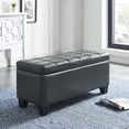 thumbnail image 1 of Faux Leather Storage Ottoman- Grey, 1 of 5