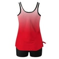 thumbnail image 5 of MGDXOX Two Piece Tankini Swimsuits for Women Tummy Control Long Tank Top with Boyshorts Bathing Suits Athletic Gradient Color Swimwear Red L, 5 of 5