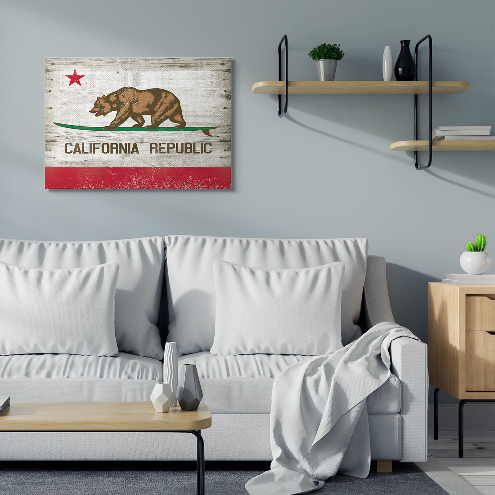 Stupell Home Décor California Republic Bear Wood Texture Design Canvas Wall Art by Retrorocket