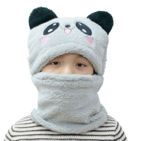 

〖CFXNMZGR〗Kids Hats Caps Children Hat Cartoons Thicken Ear Headgear And Bib In One Girls Boys Cotton Hat