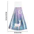 thumbnail image 5 of Yayeee Kitchen Hanging Hand Towels Set of 2 with Loop Bathroom Absorbent Tie Towel, Purple Night Deer, 5 of 6