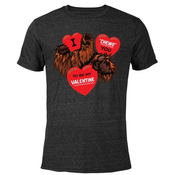 Star Wars Chewbacca Chews You Heart Valentine’s Day - Short Sleeve Blended T-Shirt for Adults – Customized-Black