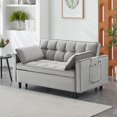 thumbnail image 4 of 3 in 1 Sleeper Sofa Couch Bed,Velvet Convertible Futon Sofa Bed with Pull Out Bed and Adjustable Backrest,Lounge Chaise Armchair Sofa for Living Room Bedroom Apartment,Gray, 4 of 6