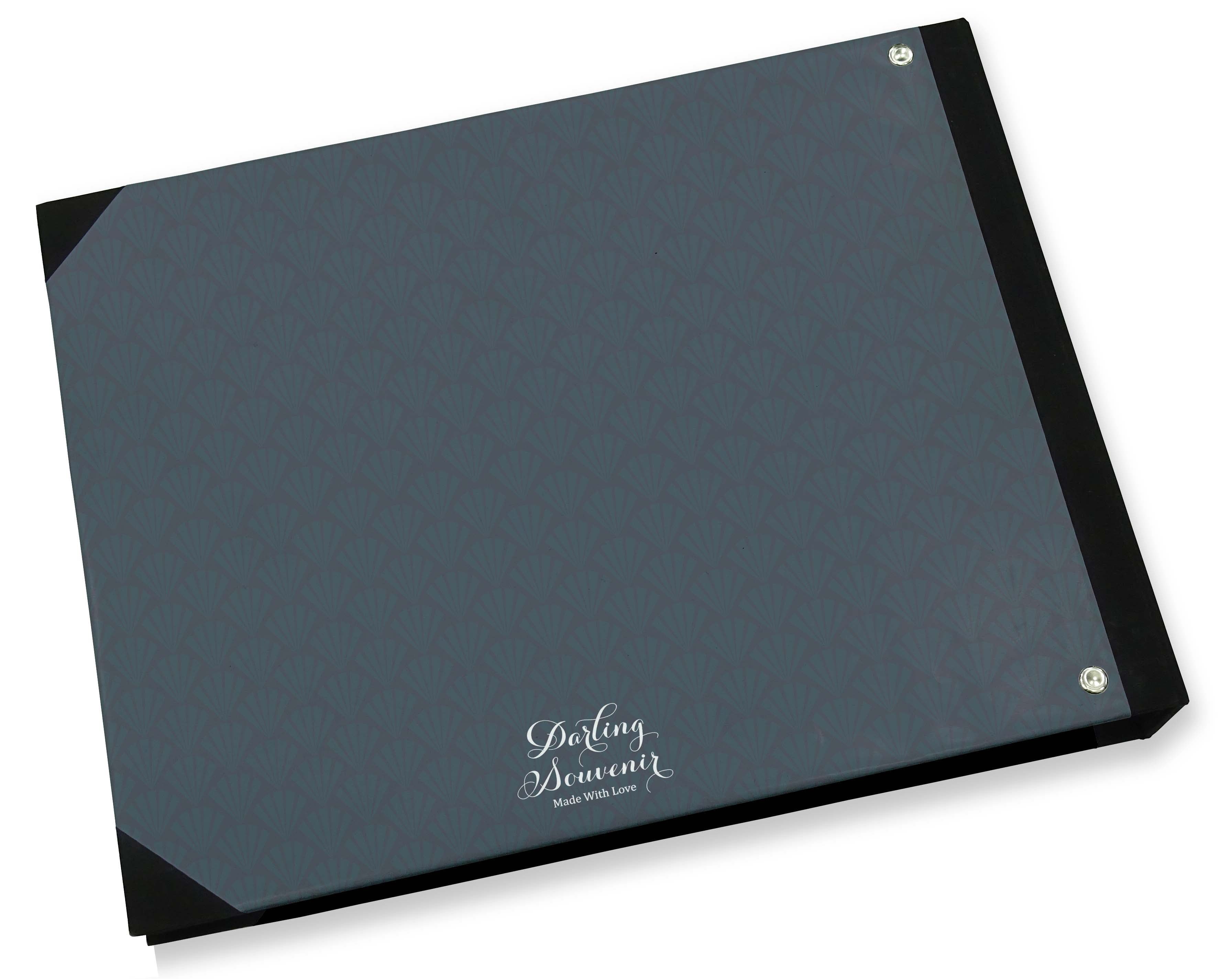Darling Souvenir Blue Diamond Rays Pattern Printed Hardbound Cover Guestbook For Wedding Guest Sign In Book Registry-9 x 12 Inches