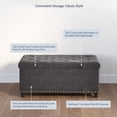 thumbnail image 3 of BELLEZE 35 Inch Storage Ottoman, Button-Tufted Ottoman Linen Storage Bench with Safety Close Hinge, Ottoman with Storage for Living Room, Entryway, Hallway, Foot Rest, Support 300lbs - Dark Grey, 3 of 7