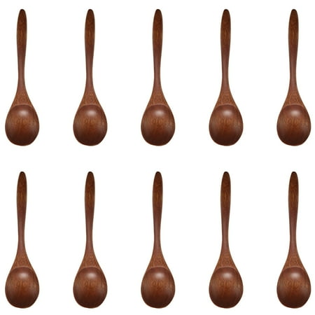 

10 Pieces Wooden Spoons for Eating Eco-Friendly Handmade Teaspoon