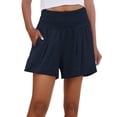 thumbnail image 1 of Aayomet Shorts de Week-End pour Femmes, Taille Confortable, Détails de Plage (Bleu Foncé, TTG), 1 of 5