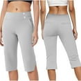thumbnail image 2 of Lovzfmll Work & Yoga Capris for Women, 7/8 Length Stretch Pants, High Waist Comfort Fit Athletic Bottoms Gray, S, 2 of 9