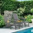thumbnail image 3 of Hidpriva Outdoor Folding Adirondack Chair Set of 2 with Ottoman and Cup Holder, HDPE Weather Resistant Fire Pit Chair with Retractable Footrest, Grey, 3 of 7