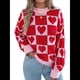 thumbnail image 1 of Suéter de Cuello Alto para Mujer, Larga, Bloque, Corazón, Tejido, Otoño Invierno, Jersey de Punto Acanalado. Rojo S, 1 of 10