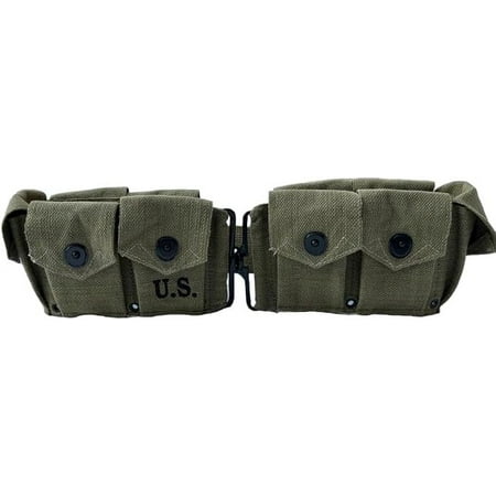 Warcraft Exports U.S Army M1923 Rifle Cartridge WWII Springfield M1 Garand 10 Pocket Canvas Ammunition Belt-OD Green