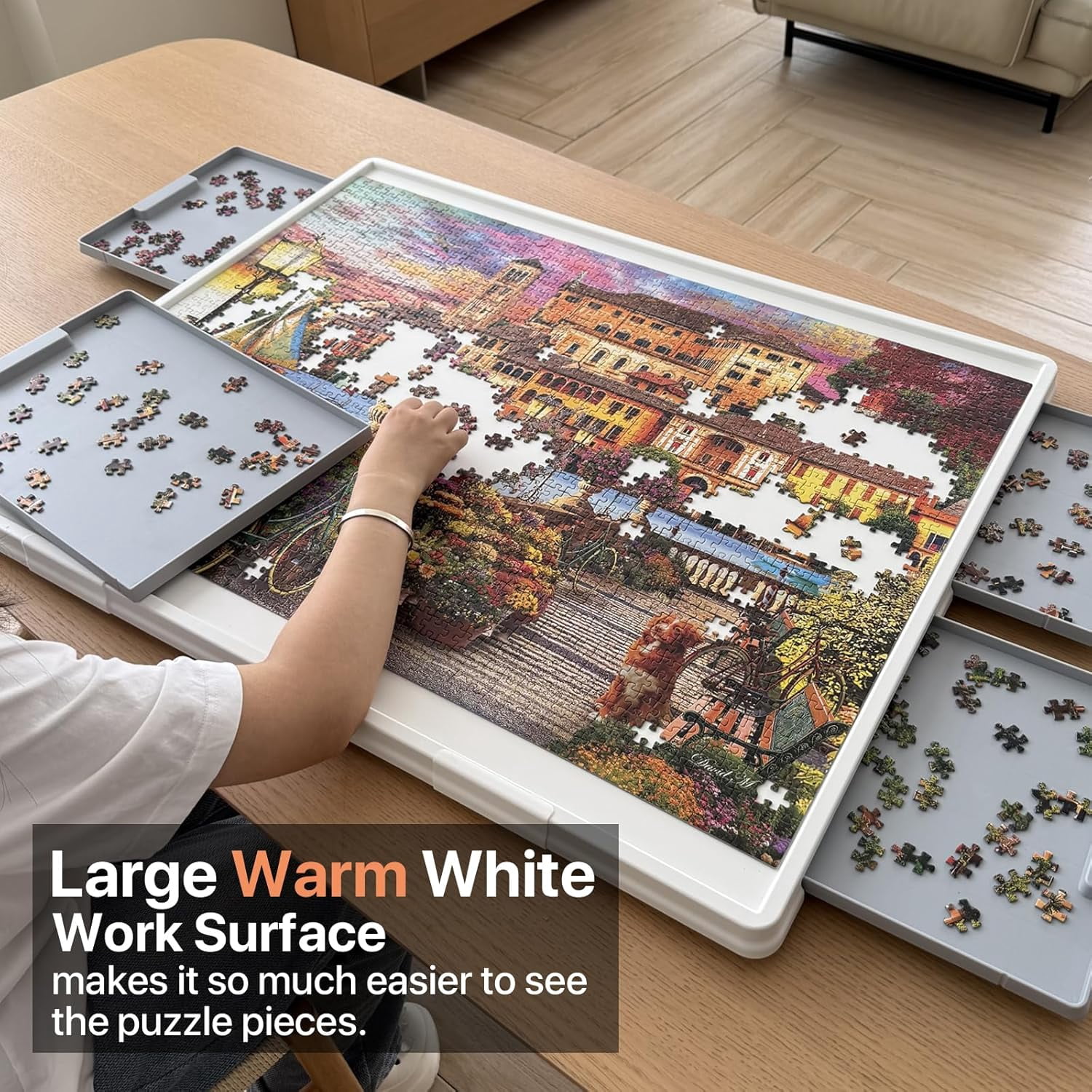 1500 Pieces 2-in-1 Tilting & Rotating Puzzle Board with Drawers and Cover, 35"x27" Portable Spinning Plastic Jigsaw Puzzle Table for Adults, Upgraded Lazy Susan