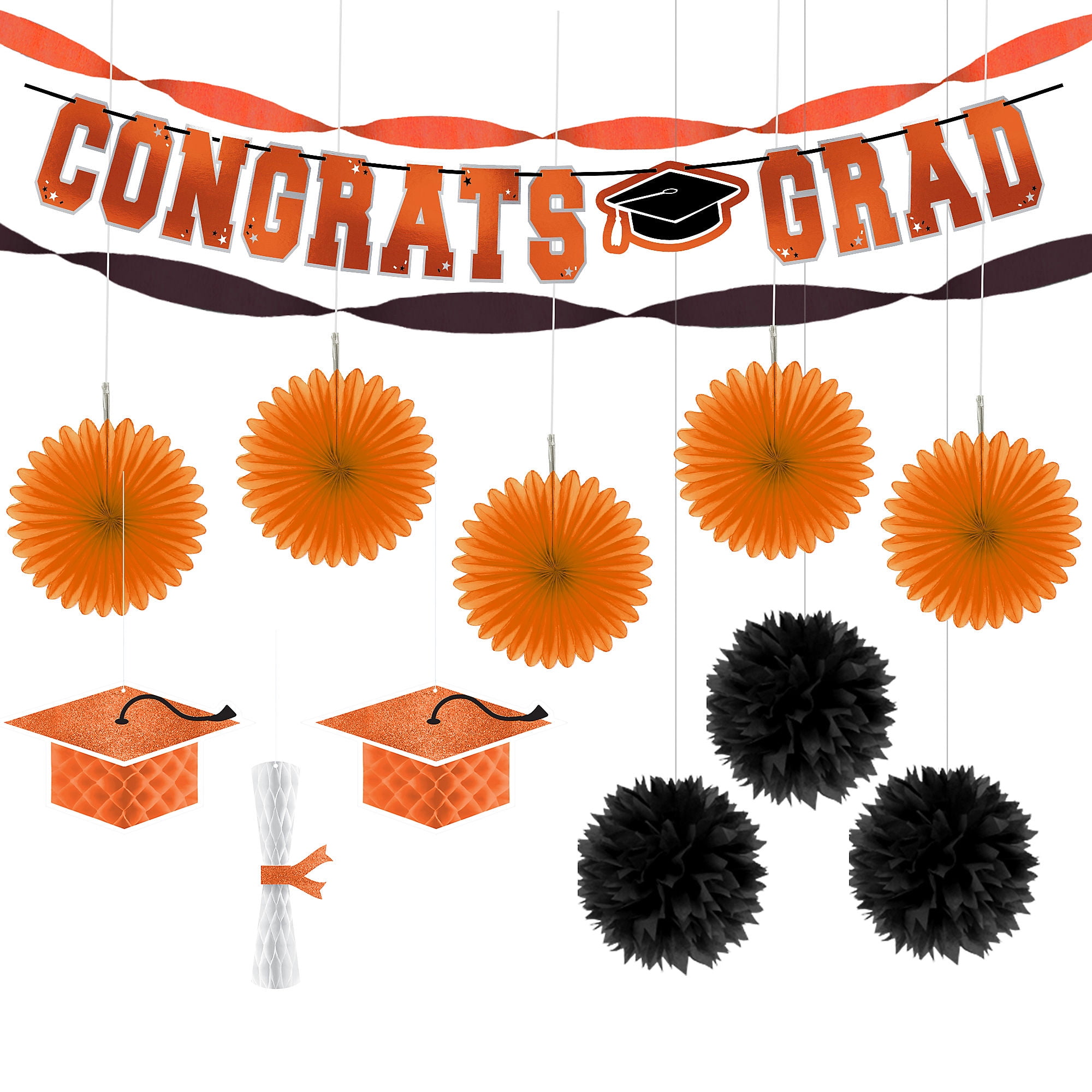 Party City Congrats Grad Graduation Hanging Decoration Kit, Includes