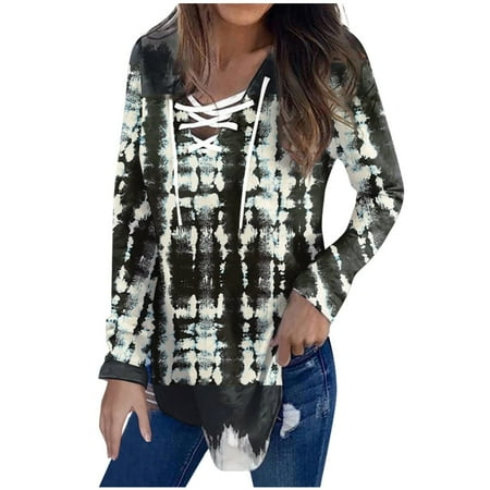 

QIPOPIQ Clearance Sweatshirts for Women Fashion Printed Loose T Shirts Long Sleeves V Neck Casual Tops