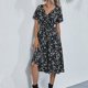 thumbnail image 4 of Vestido Casual Vestido casual bohemio con cuello en V primavera verano vestido de manga corta hinchado fruncido Cgtredaw Para estrenar, 4 of 6