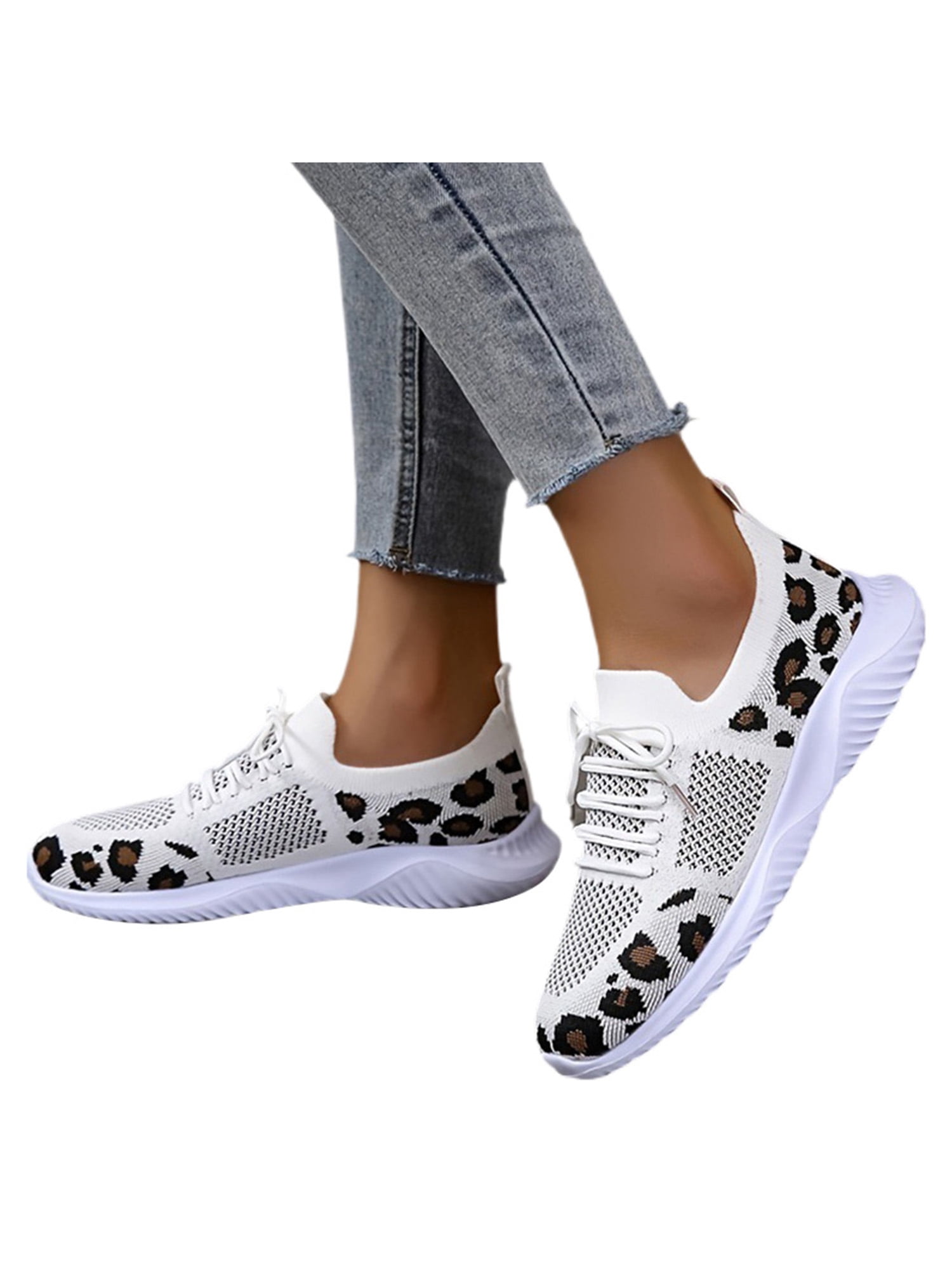 SIMANLAN Womens Athletic Shoes Breathable Trainers Fitness Workout Sneakers Ladies Lightweight Walking Shoe Women Sport Flats Print 7.5 - Walmart.com