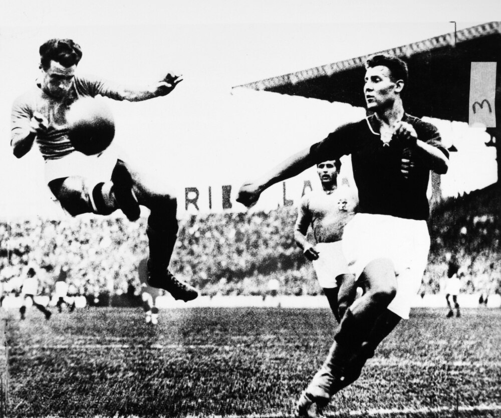 World Cup, 1938. /Nalfredo Foni Of Italy Kicks The Ball During The 1938