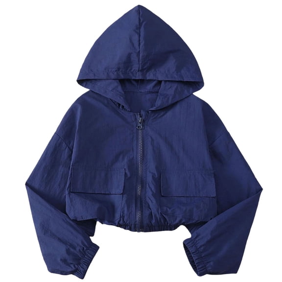 OGLCCG Girls Lightweight Hoodies Jacket Kids Full Zip Long Sleeve Sun Protection Athletic Jackets with Pockets Outdoor Casual Outwear 5-14 Years