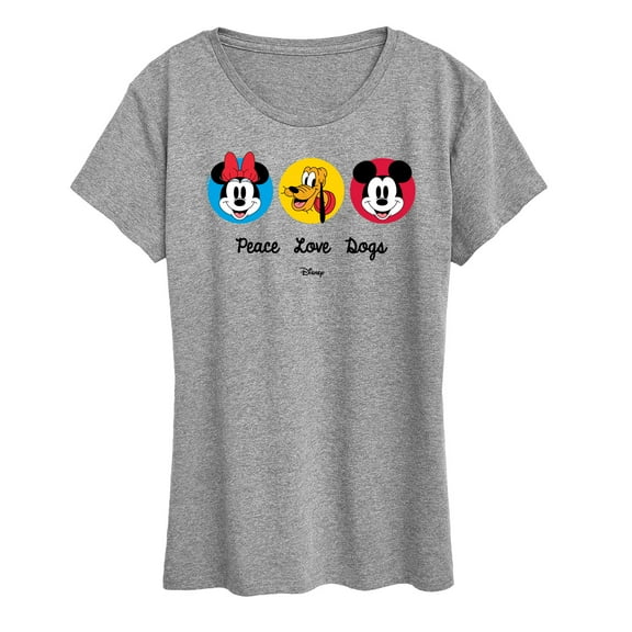 Disney - Mickey & Minnie Peace Love Dogs - Women's Short Sleeve Graphic T-Shirt