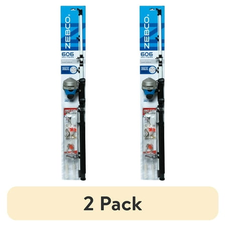 (2 pack) Zebco 606 Surf and Pier Spincast Fishing Rod & Reel Combo