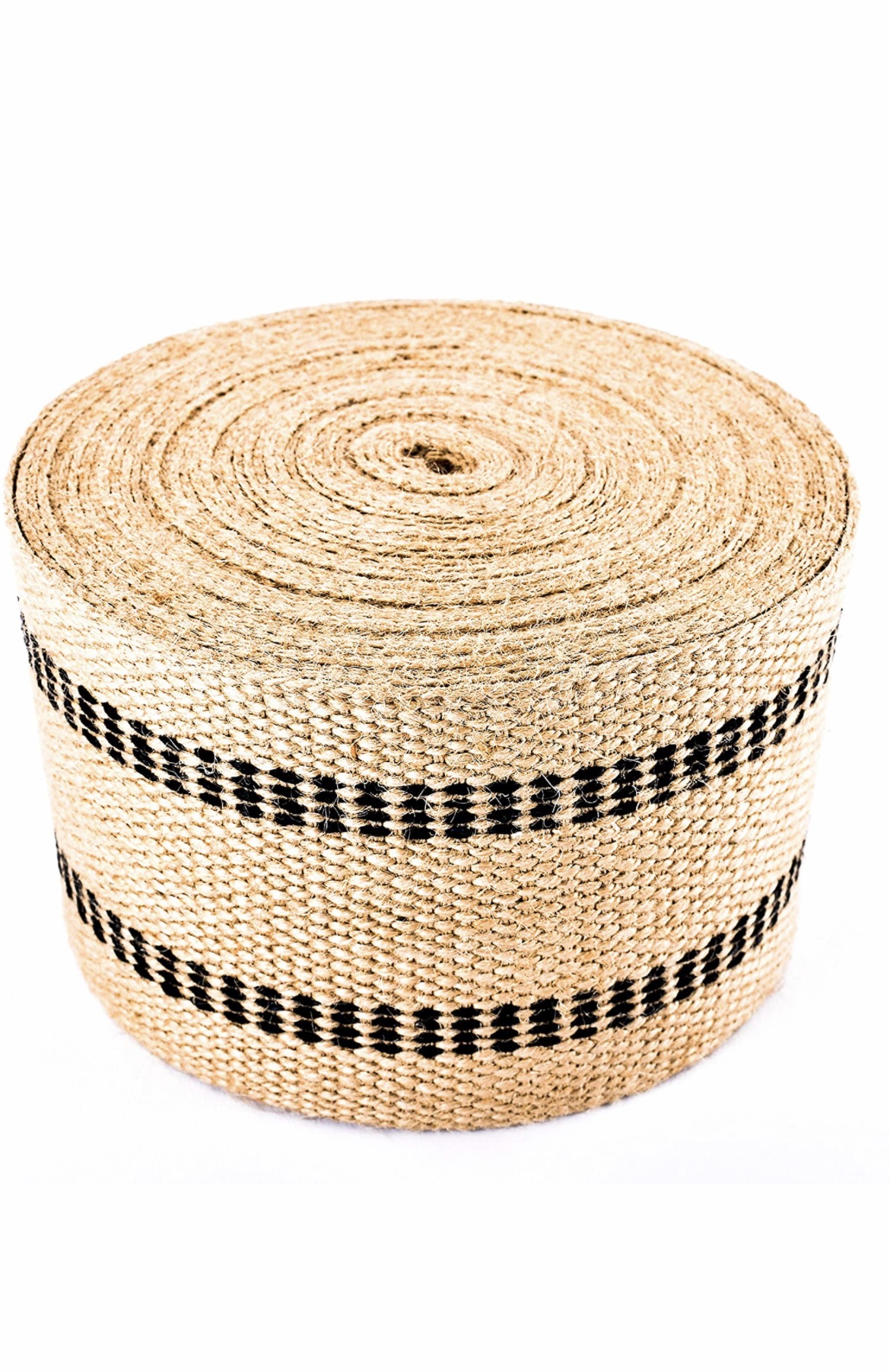 Jute bing W/Black Stripes for Upholstery (3.5"x5yards) Color Natural