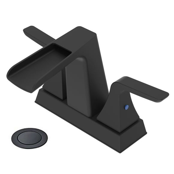 Centerset Waterfall Spout Bathroom Faucet with Drain Assembly
