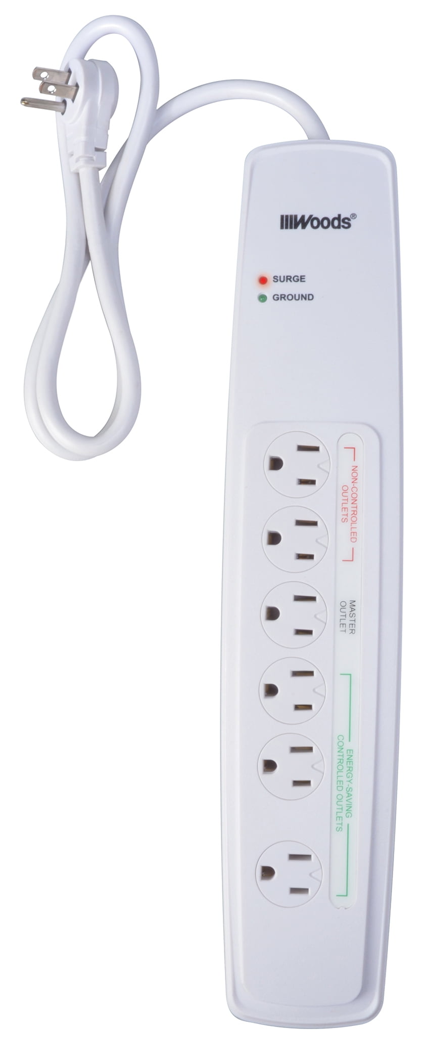 Woods 41704 6 Outlet 1500J Energy Saving Surge Protector