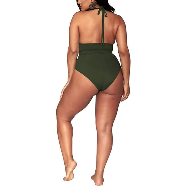 Women s Plus Size High Waisted Tummy Control Swimwear Swimsuit