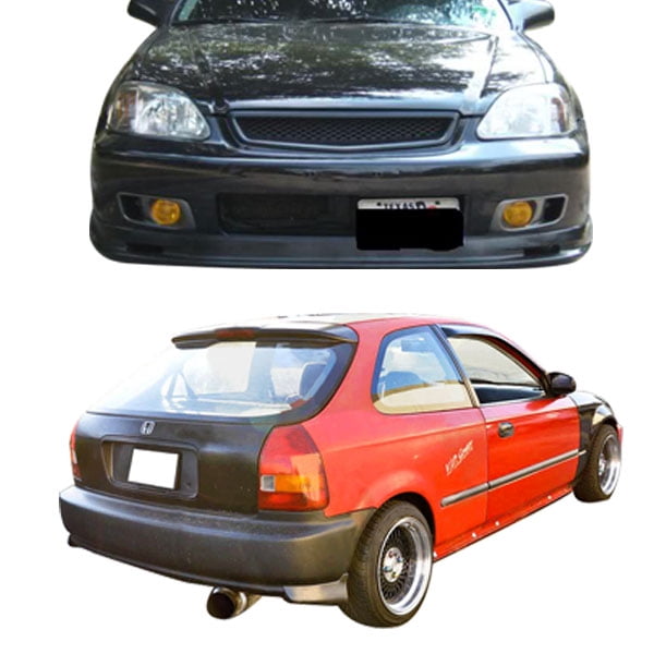 Ikon Motorsports Compatible With 99 00 Civic Mu Pp Front Bumper Lip 2pc Rear Bumper Lip Valance Spats Walmart Com