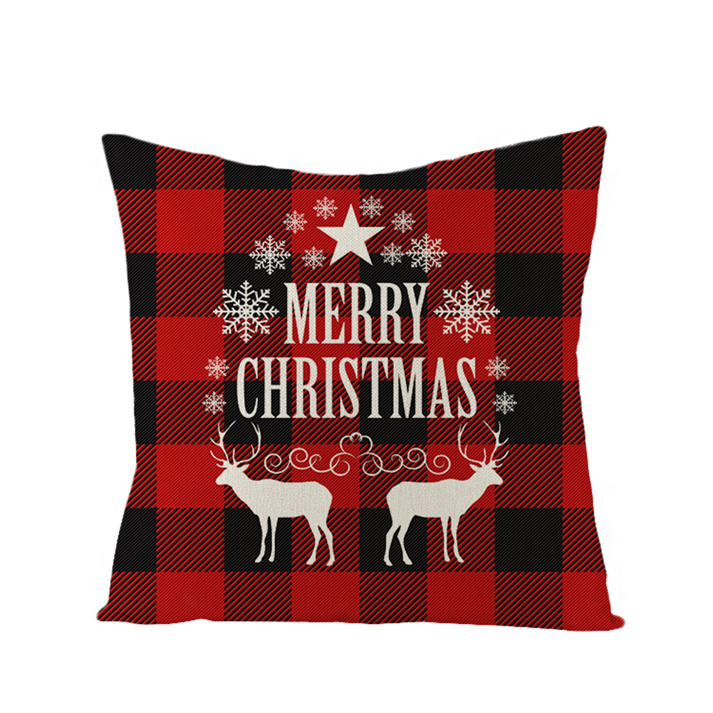 1PC Christmas Plaid Throw Pillow Cushion Cover Modern Linen Pillowcase