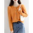 thumbnail image 6 of Womens Long Sleeve Button Up Knit Cardigan Light-Bodied 2026 Crewneck Button Down Sweaters for Women Turmeric M, 6 of 8