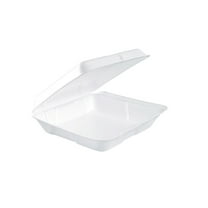 Dart Foam Hinged Lid Containers, 7.5 x 8 x 2.2, White, 200/Carton
