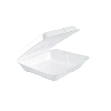 Dart Foam Hinged Lid Containers, 7.5 x 8 x 2.2, White, 200/Carton