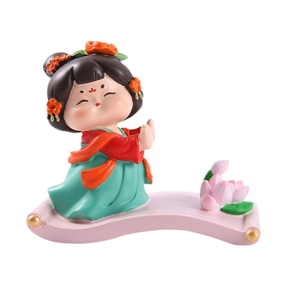 Lipstore Ancient Girl Figurine Phone Holder Creative Statue for Shelf Office Tabletop Green