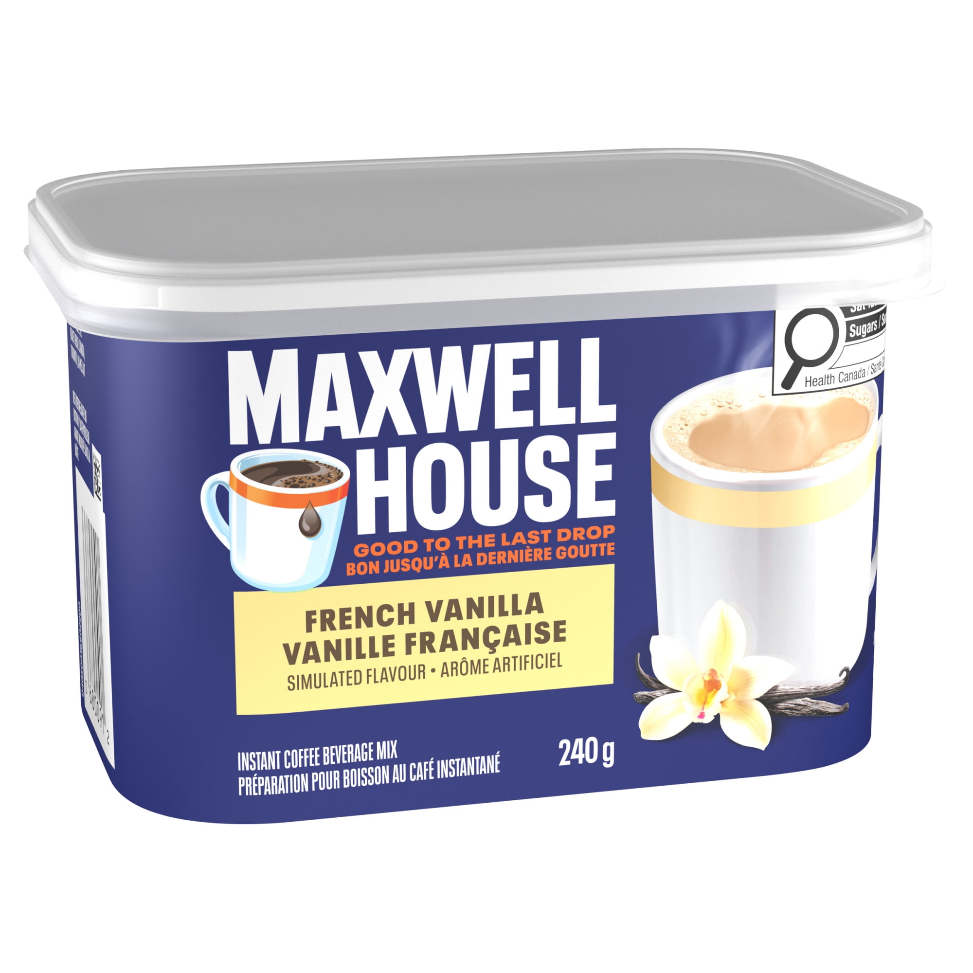 Maxwell House Café French Vanilla Flavoured Instant Coffee Beverage Mix, 240 g Canister, 240g