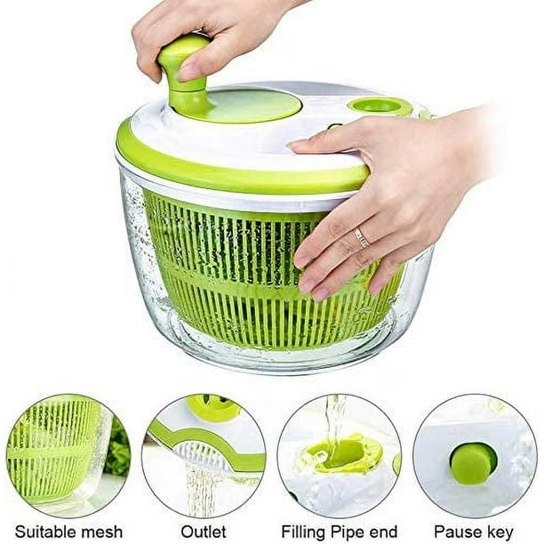 Starfrit 093147-003-0000 Starfrit 093147 Collapsible Salad Spinner, 3L  Capacity, Green