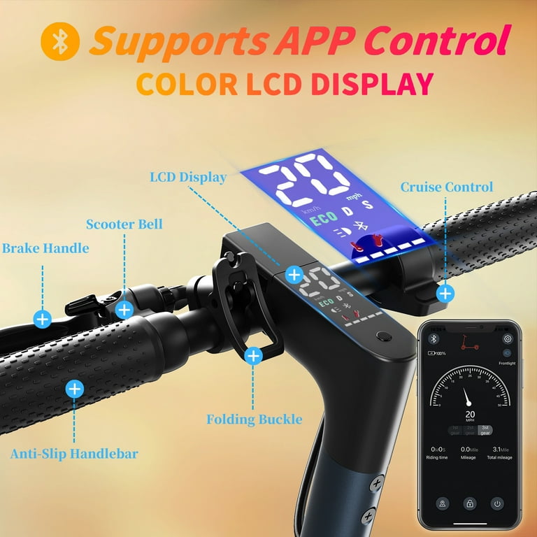 HILLVIGO Electric Scooter for Adults, 500W Motor, 8.5" Flat-Free Tires,19 MPH Commuting Electric Scooter for Adults with Double Braking System and App