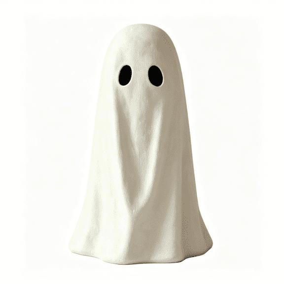 Paper Mache Ghost Halloween Decoration-Resin Ghost Decor for Tabletop Desk Bookshelf, 5.51"x3.14"