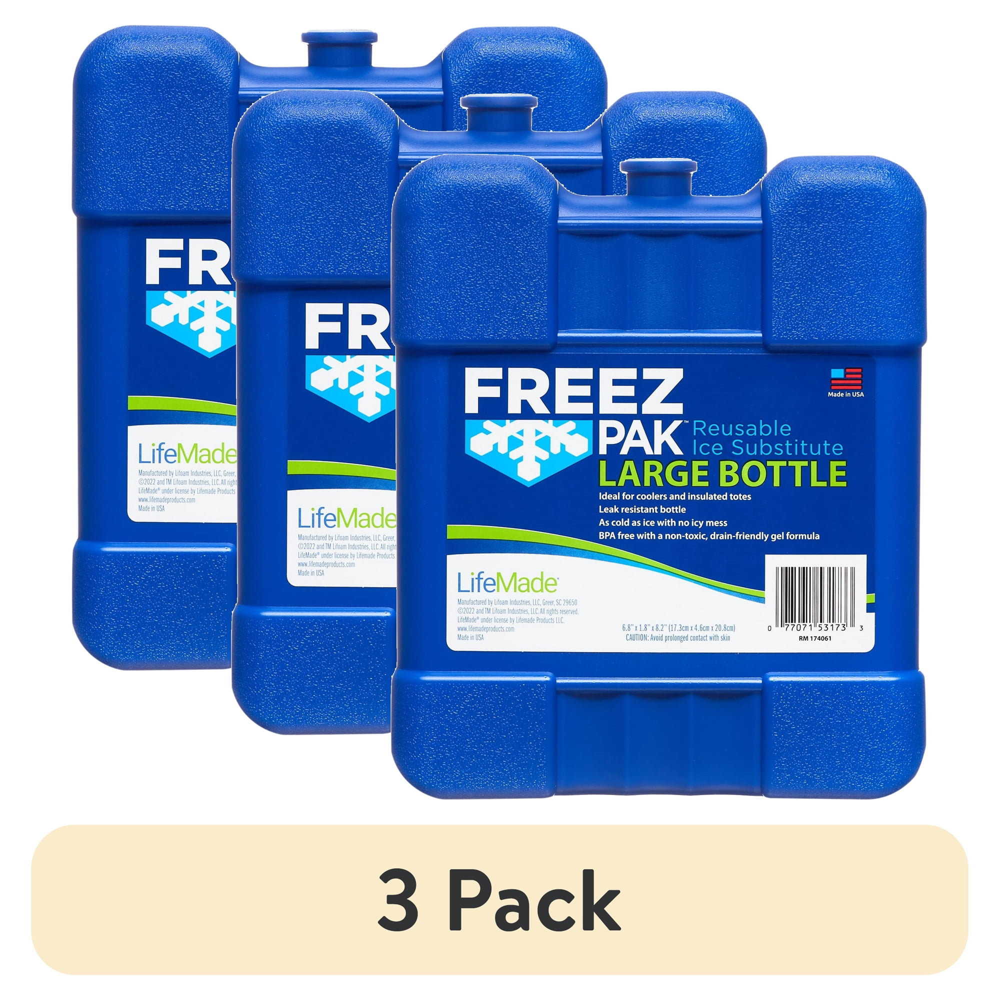Lifoam (3 pack) Freez Pak Large Reusable Ice Pack with Hard Shell  2.4lbs