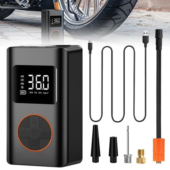 Portable Air Compressor, EEEkit 150 PSI Tire Inflator Air Pump for Car with Pressure Gauge, LED Light and Auto Shut-Off