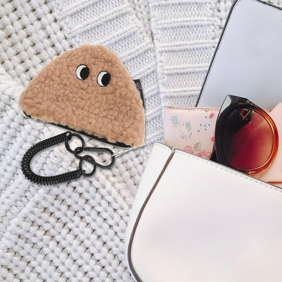 ELAYARD Plush Light Brown Onigiri Purse Small Cute Doll Shape Wallet for Young Adults 1 Piece